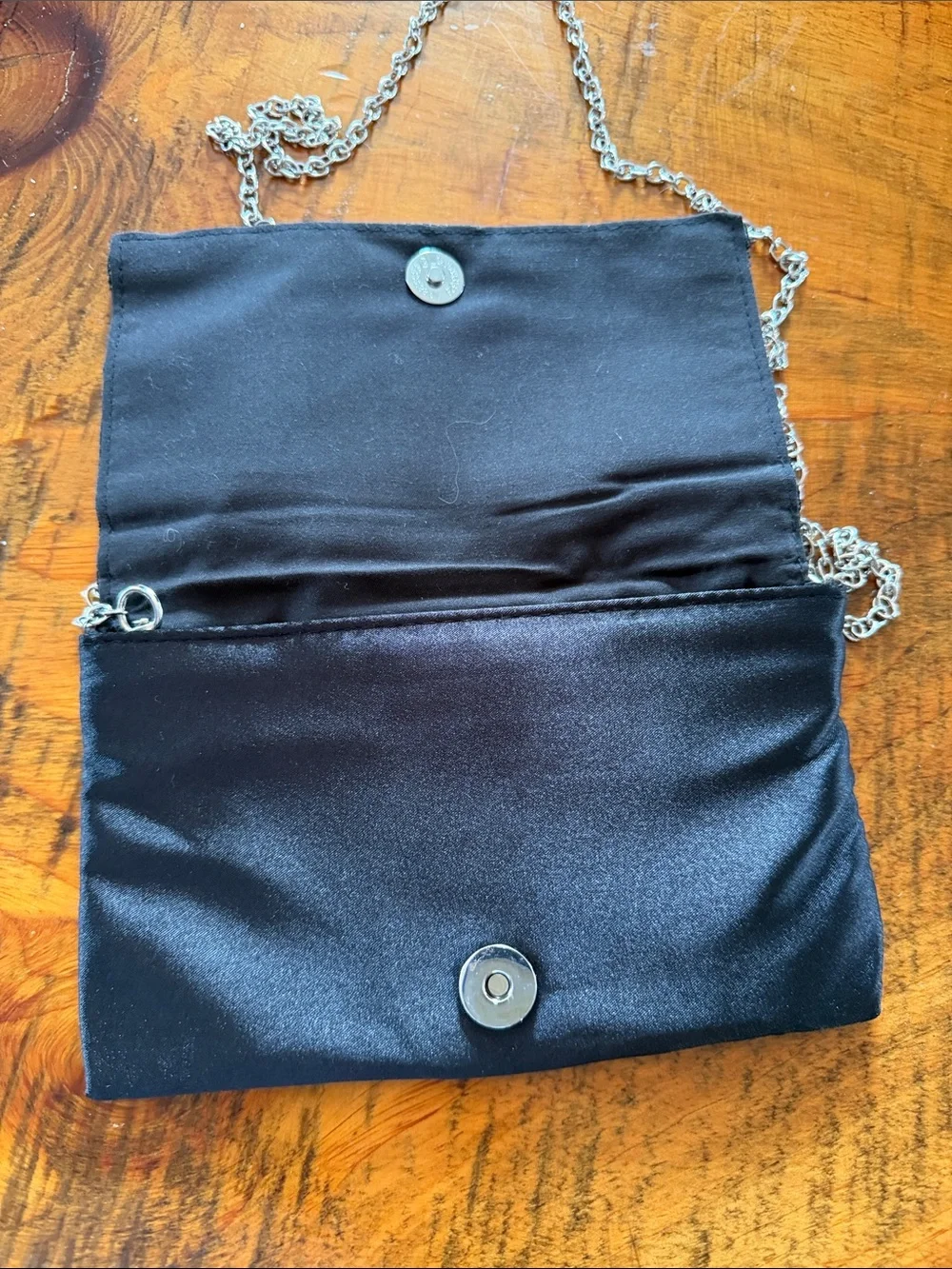Rhinestone Chain Wristlet Clutch - Black